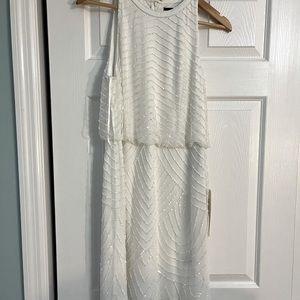Adrianna Papell Art Deco Cocktail Halter Dress in Ivory Size 12 never worn